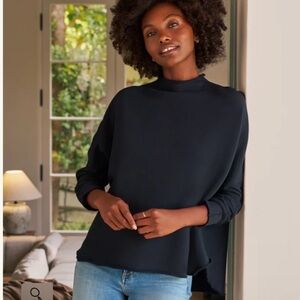 Frank & Eileen Small EFFIE Long-Sleeve Funnel Neck Capelet Black Relaxed